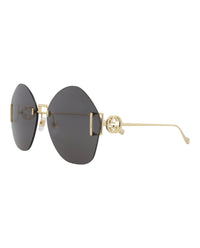 Gucci Womens Round/Oval Gold Gold Grey Fashion Designer Eyewear