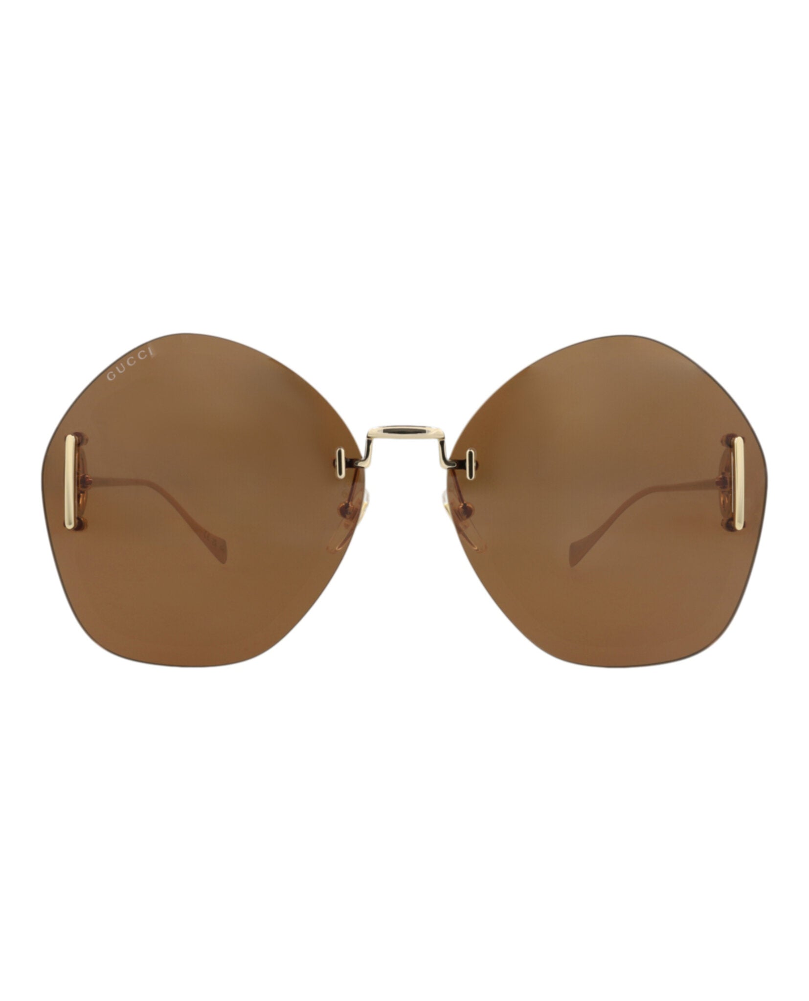 Gucci Gucci Womens Round/Oval Gold Gold Brown Fashion Designer Eyewear
