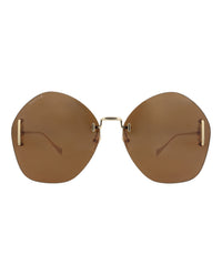 Gucci Gucci Womens Round/Oval Gold Gold Brown Fashion Designer Eyewear