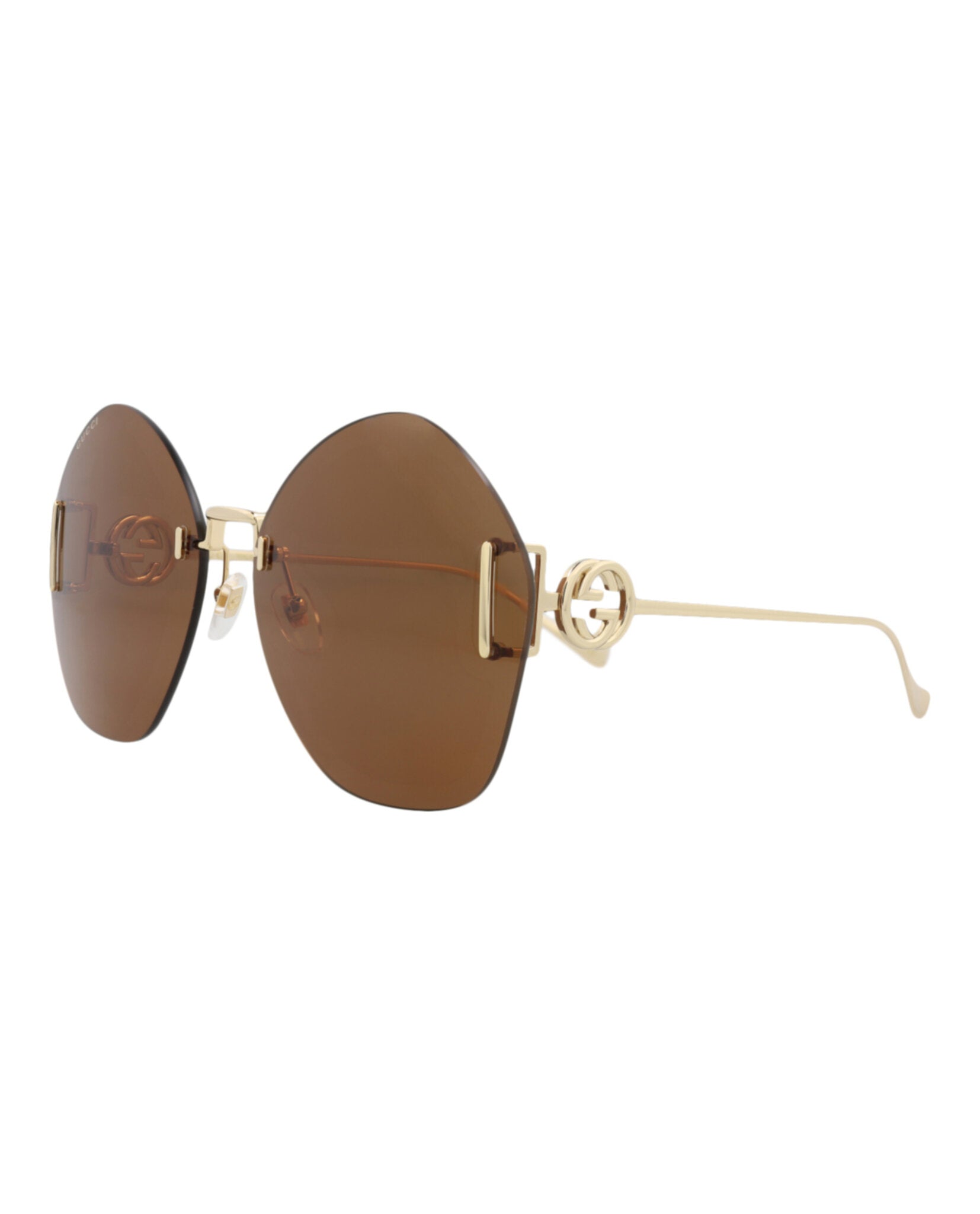 Gucci Gucci Womens Round/Oval Gold Gold Brown Fashion Designer Eyewear