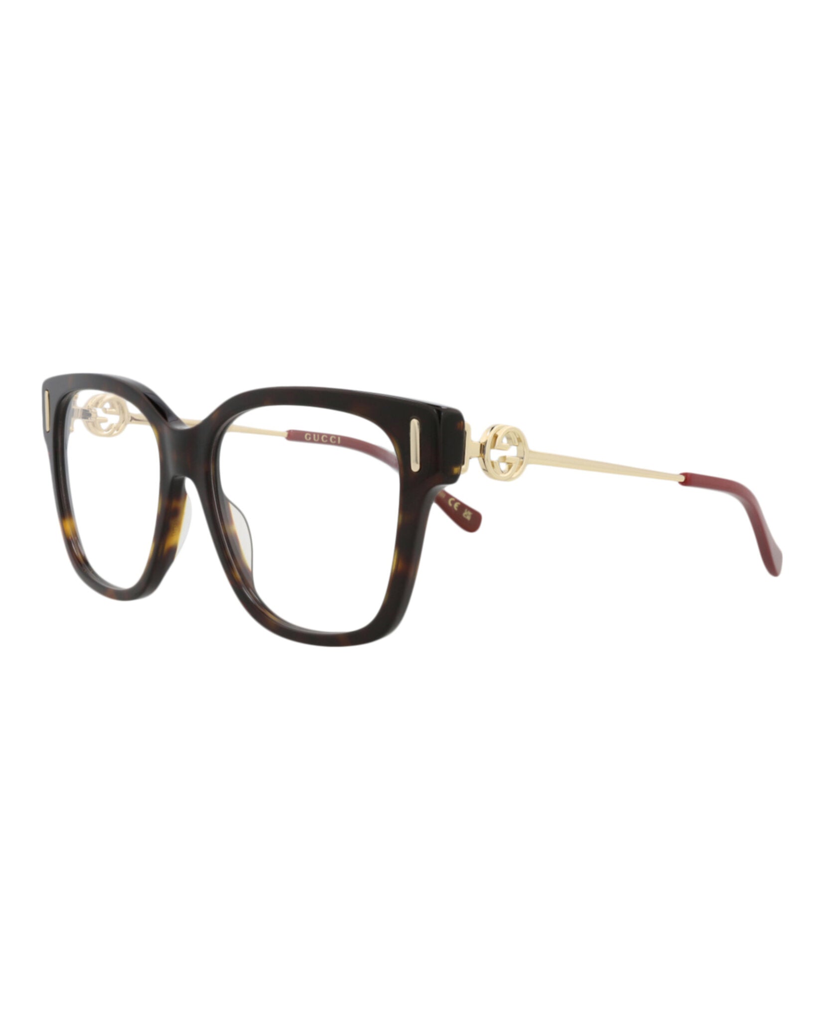 Gucci Gucci Womens Square/Rectangle Havana Gold Transparent Fashion Designer Eyewear