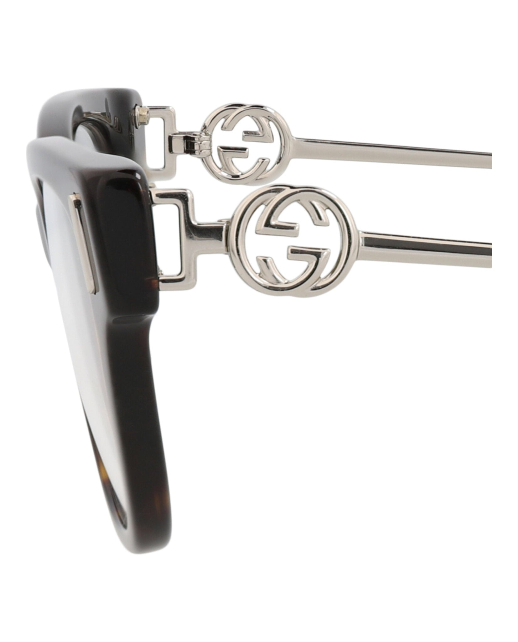 Gucci Womens Square/Rectangle Havana Silver Transparent Fashion Designer Eyewear