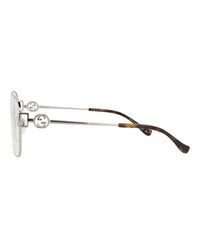 Gucci Unisex Square/Rectangle Silver Silver Transparent Fashion Designer Eyewear
