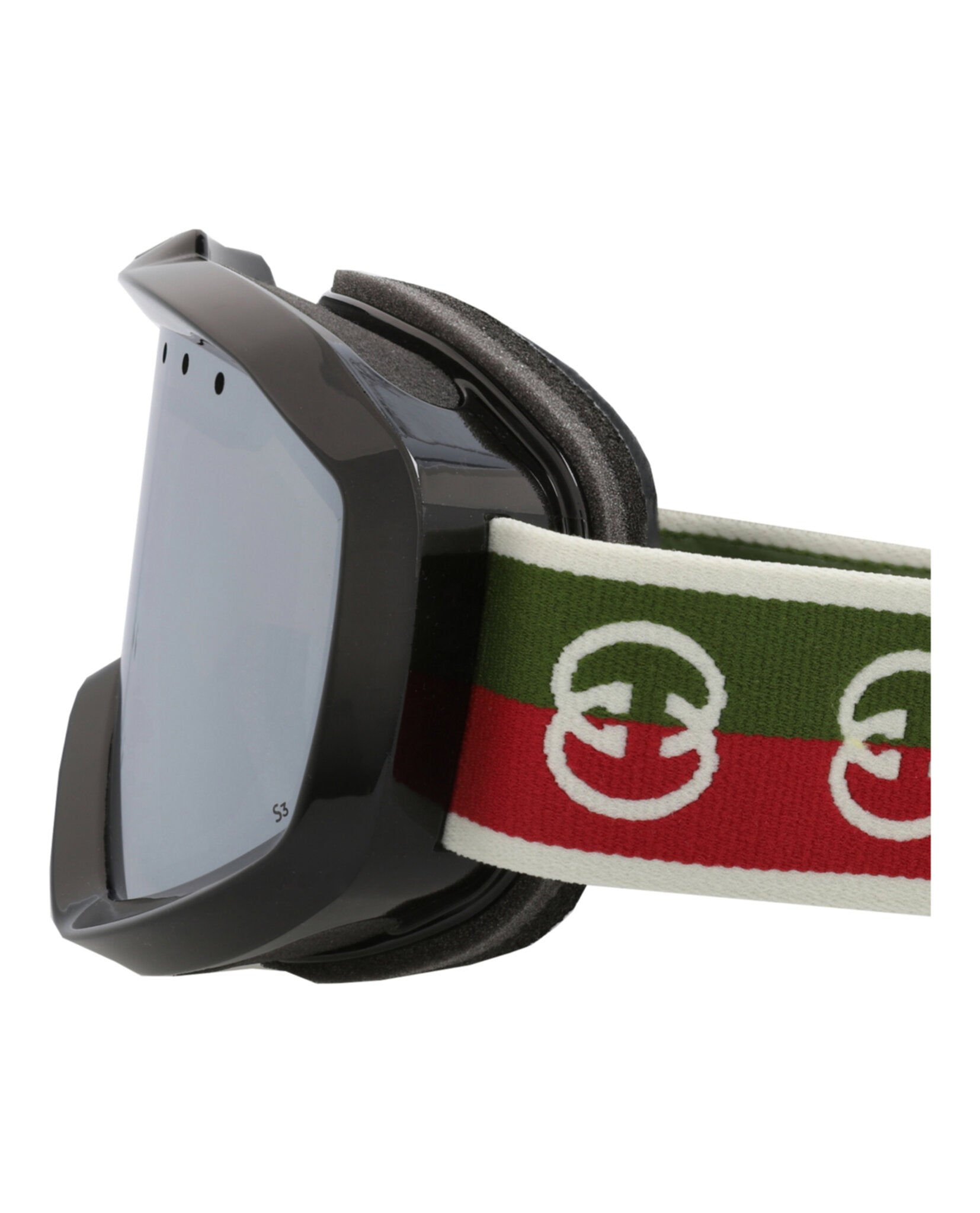 Gucci Unisex Shield/Wrap Black Green Silver Fashion Designer Eyewear