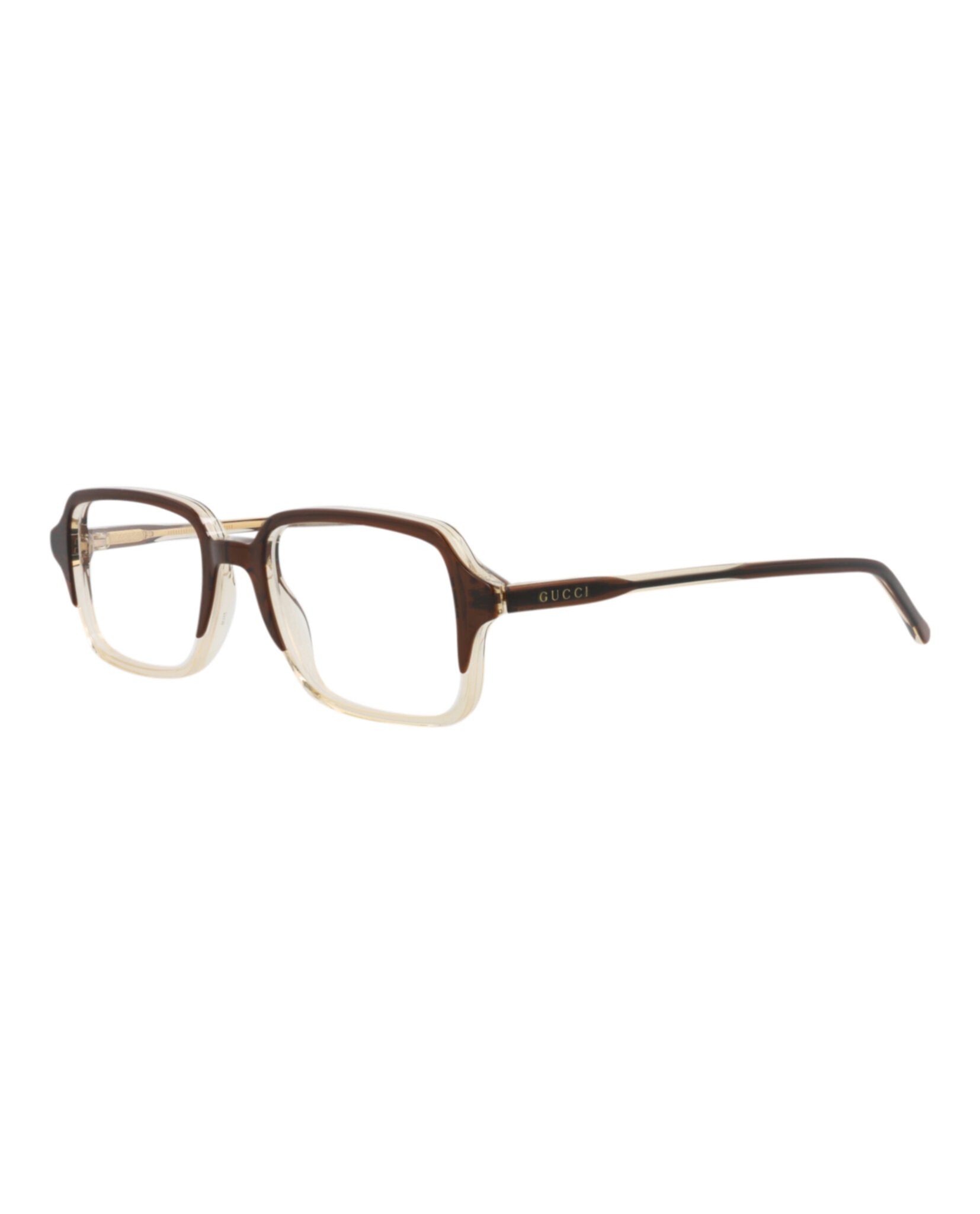 Gucci Gucci Mens Square/Rectangle Brown Brown Transparent Fashion Designer Eyewear
