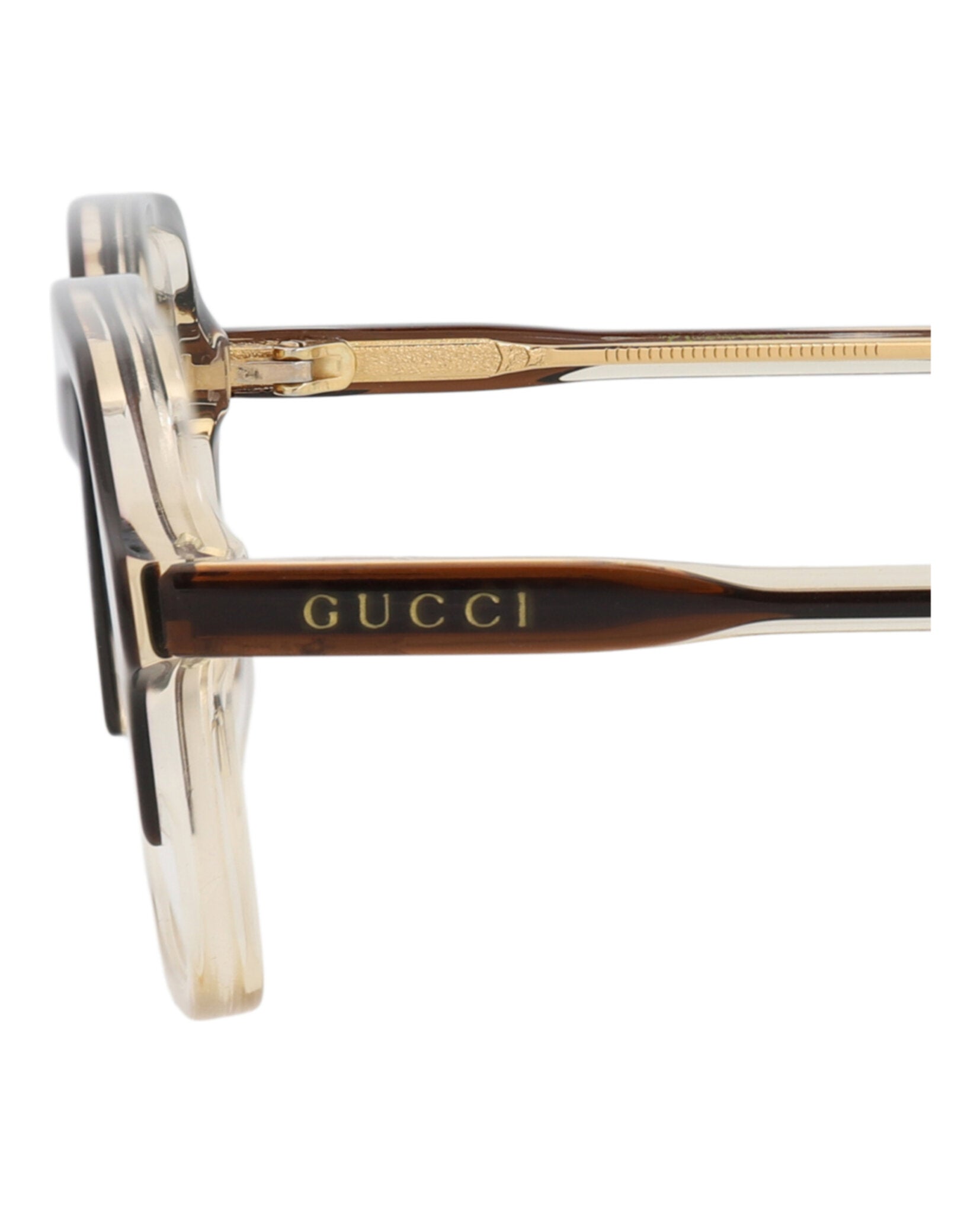 Gucci Gucci Mens Square/Rectangle Brown Brown Transparent Fashion Designer Eyewear