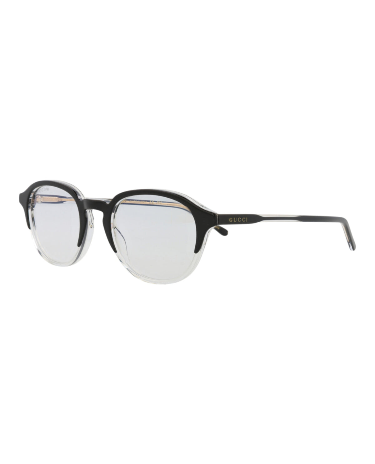 Gucci Mens Round/Oval Black Black Transparent Fashion Designer Eyewear