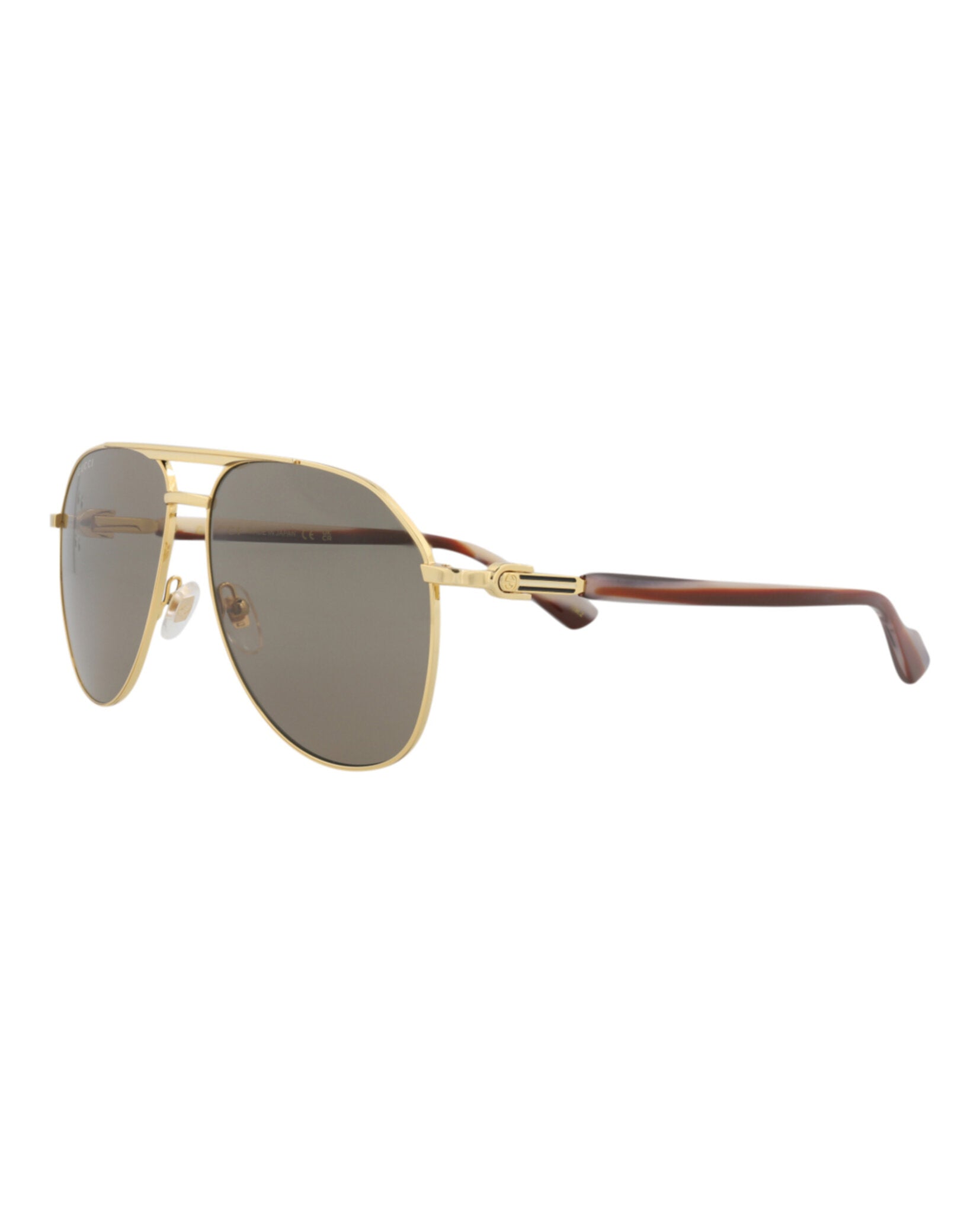 Gucci Mens Aviator Gold Gold Brown Fashion Designer Eyewear