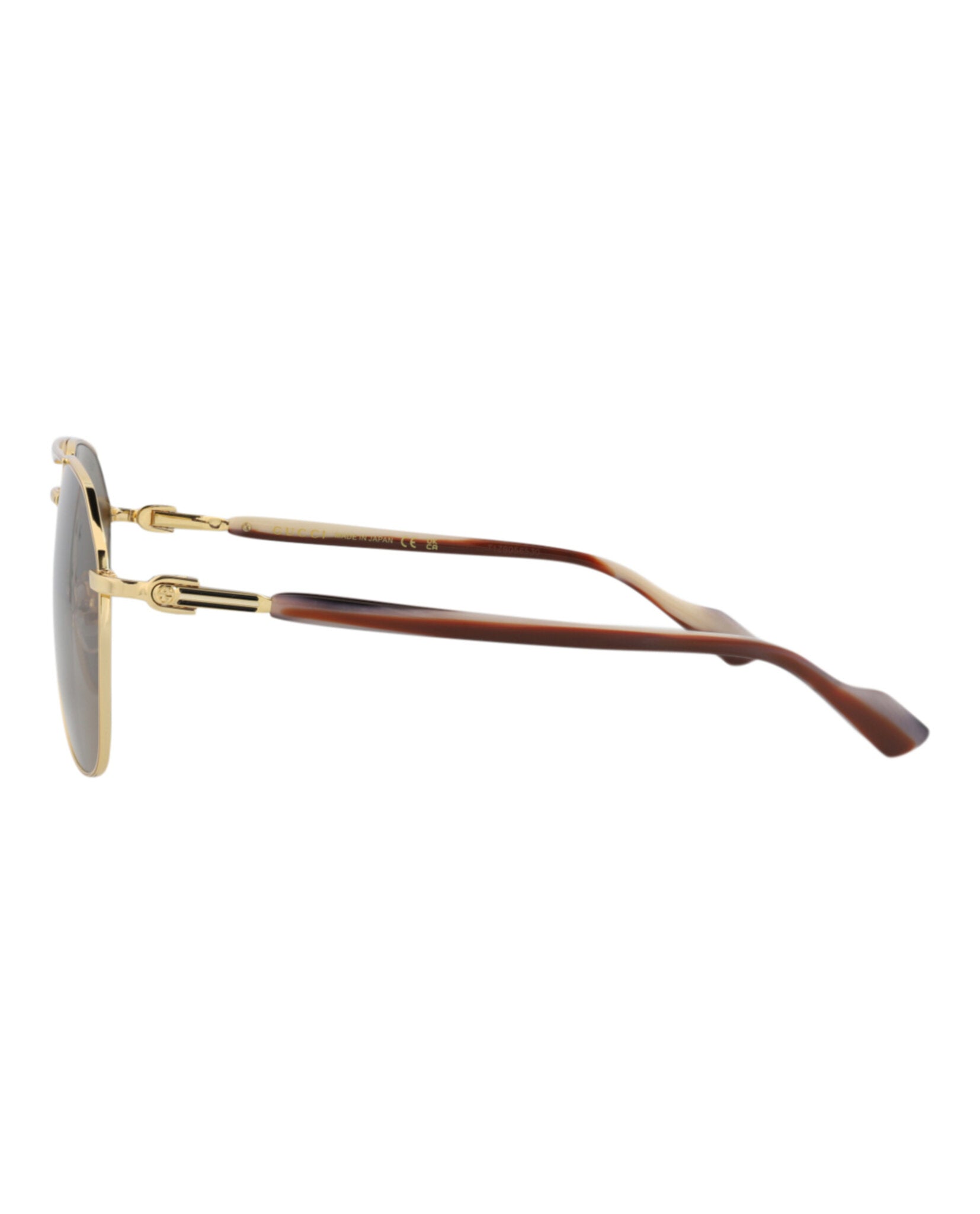 Gucci Mens Aviator Gold Gold Brown Fashion Designer Eyewear