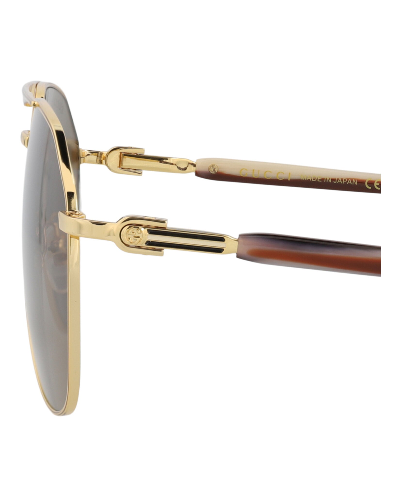 Gucci Mens Aviator Gold Gold Brown Fashion Designer Eyewear
