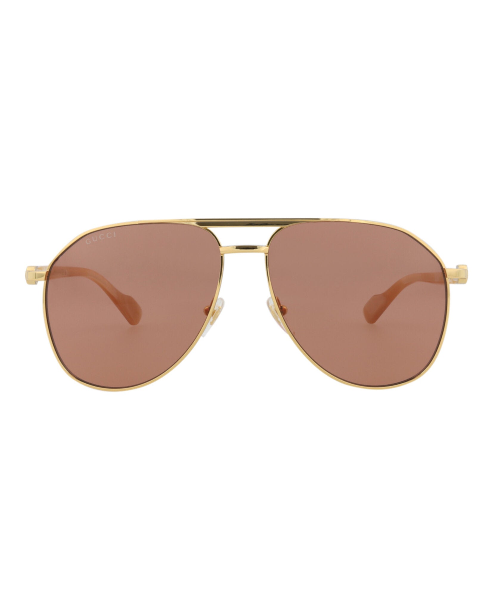 Gucci Gucci Mens Aviator Gold Gold Brown Fashion Designer Eyewear