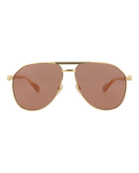 Gucci Gucci Mens Aviator Gold Gold Brown Fashion Designer Eyewear