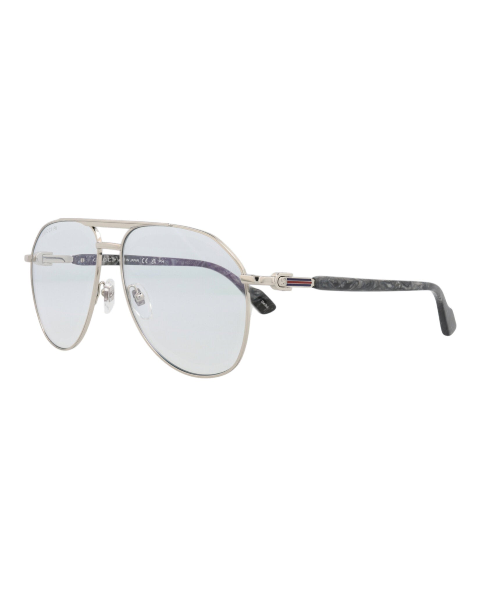 GUCCI ピアシルバー Gucci Mens Aviator Silver Silver Transparent Fashion Designer