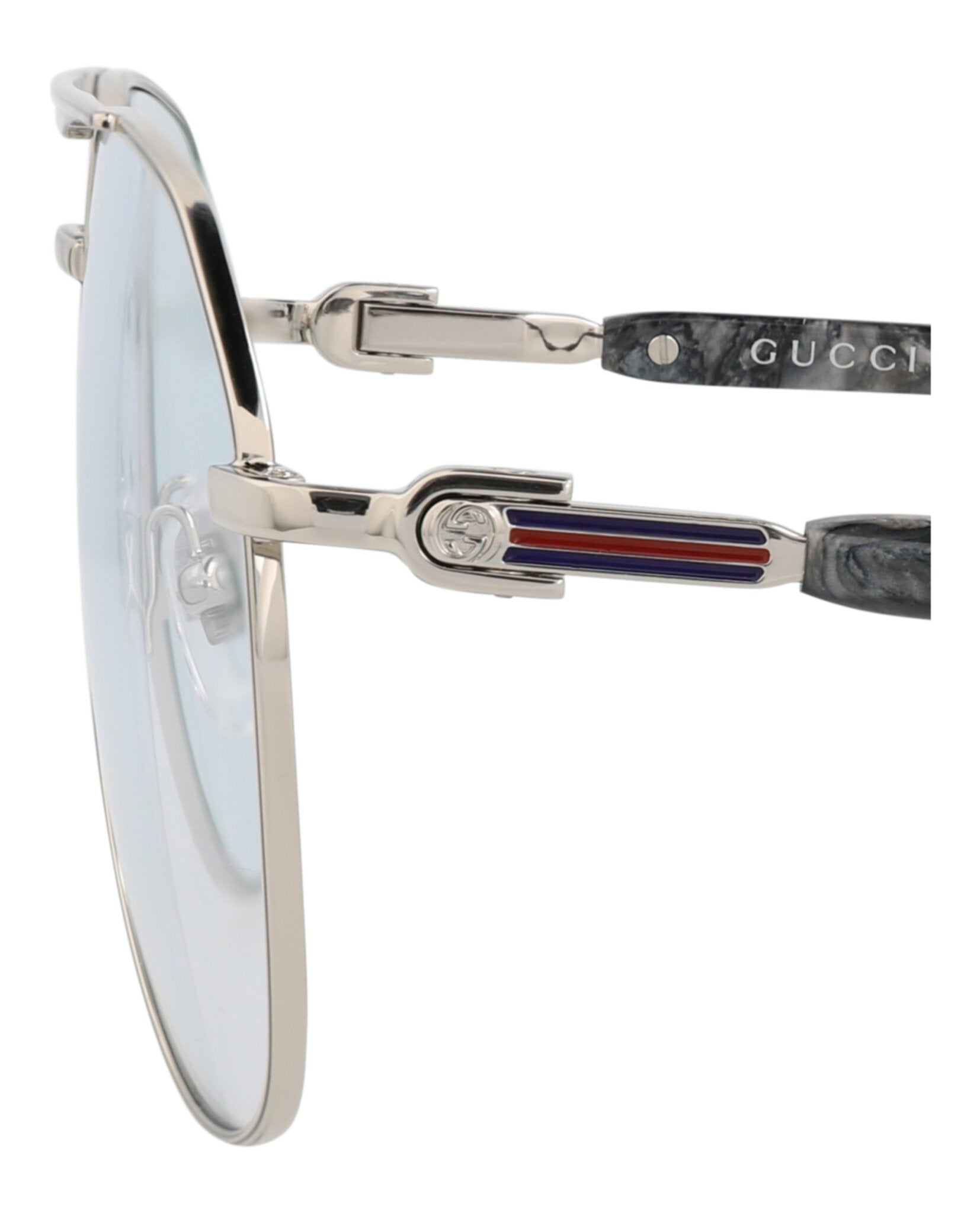 Gucci Mens Aviator Silver Silver Transparent Fashion Designer Eyewear