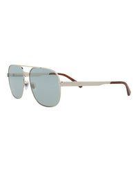 Gucci Mens Aviator Silver Silver Green Fashion Designer Eyewear