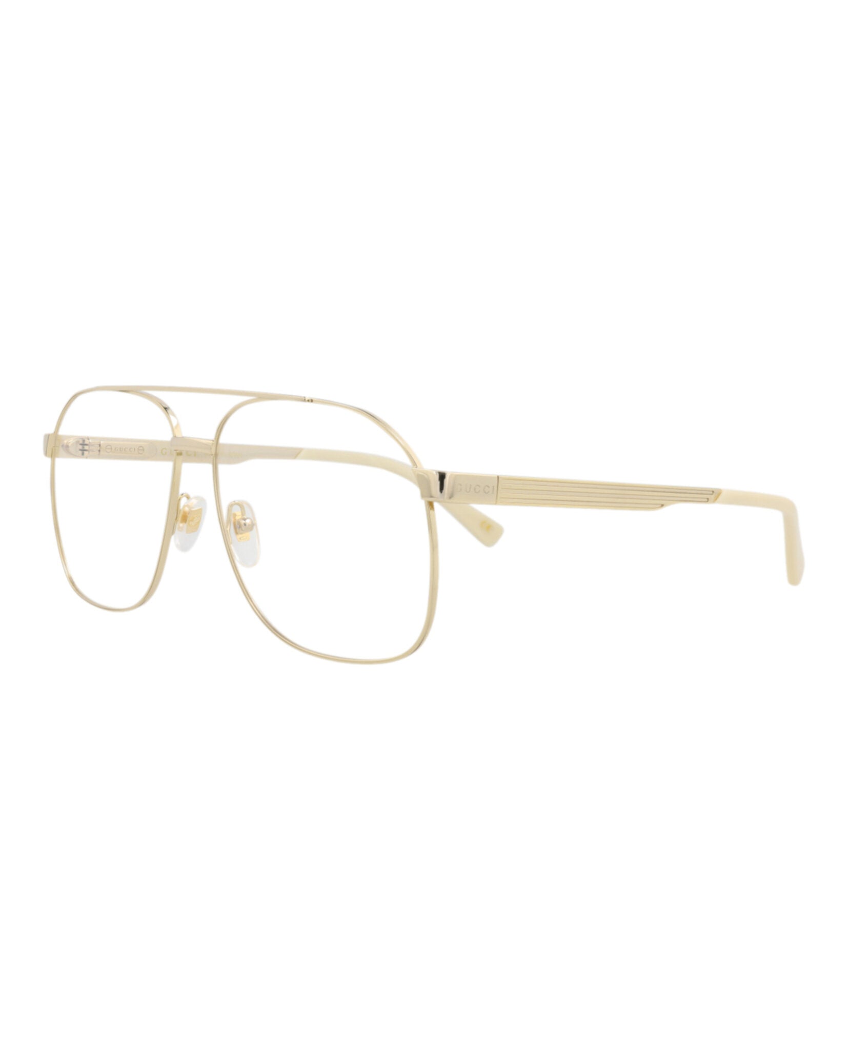 Gucci Gucci Mens Aviator Gold Gold Transparent Fashion Designer Eyewear