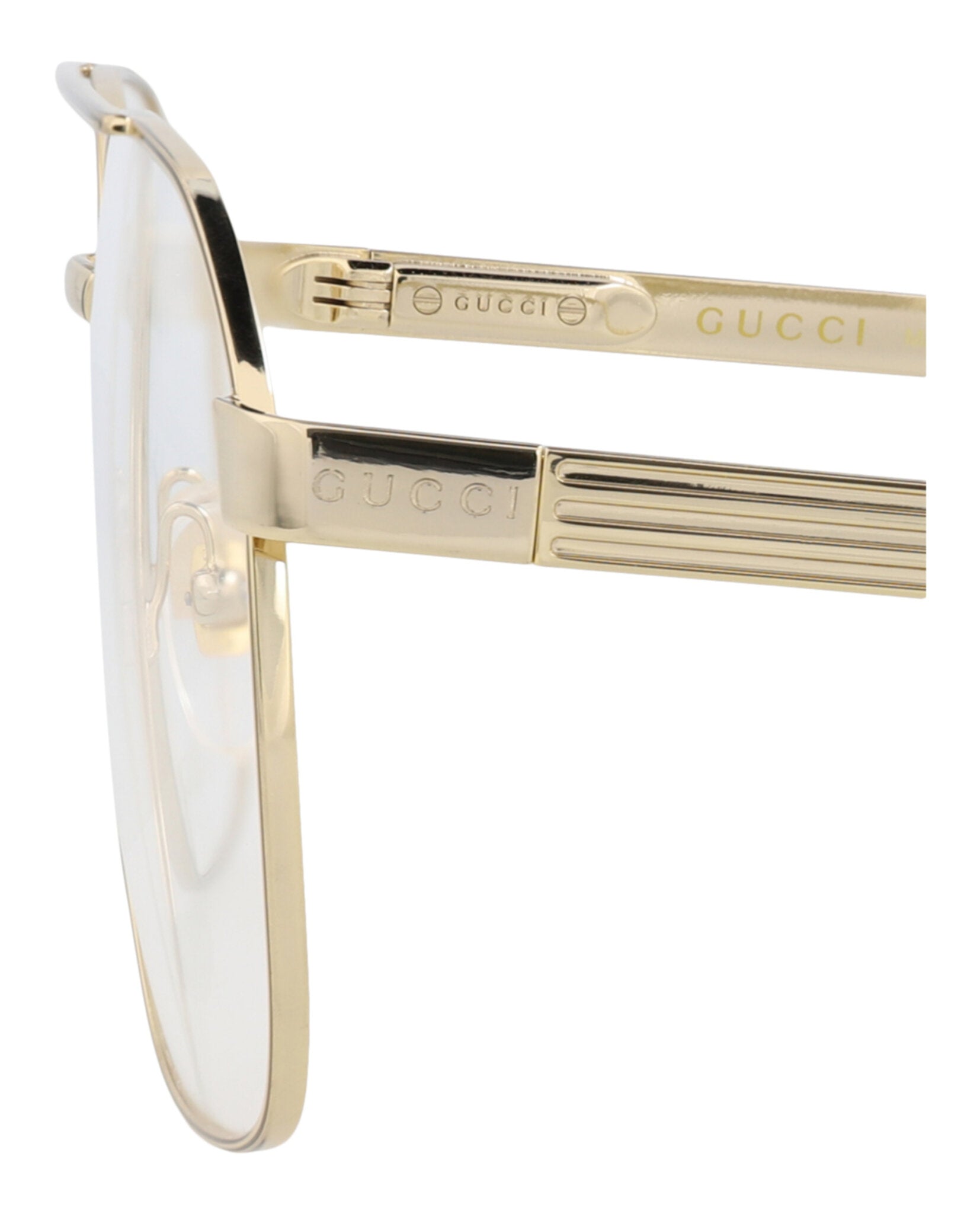 Gucci Gucci Mens Aviator Gold Gold Transparent Fashion Designer Eyewear