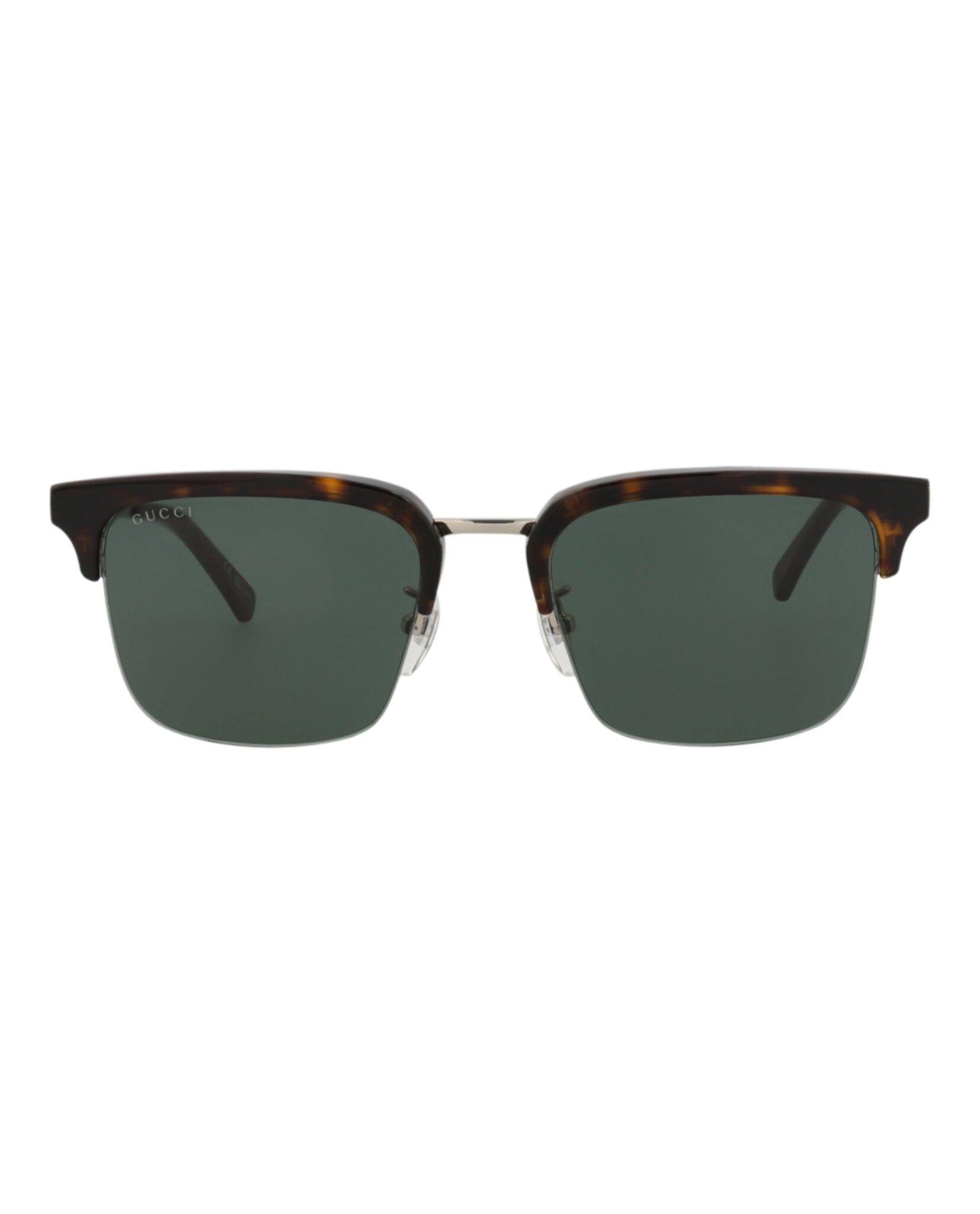 Gucci Mens Square/Rectangle Havana Silver Green Fashion Designer Eyewear