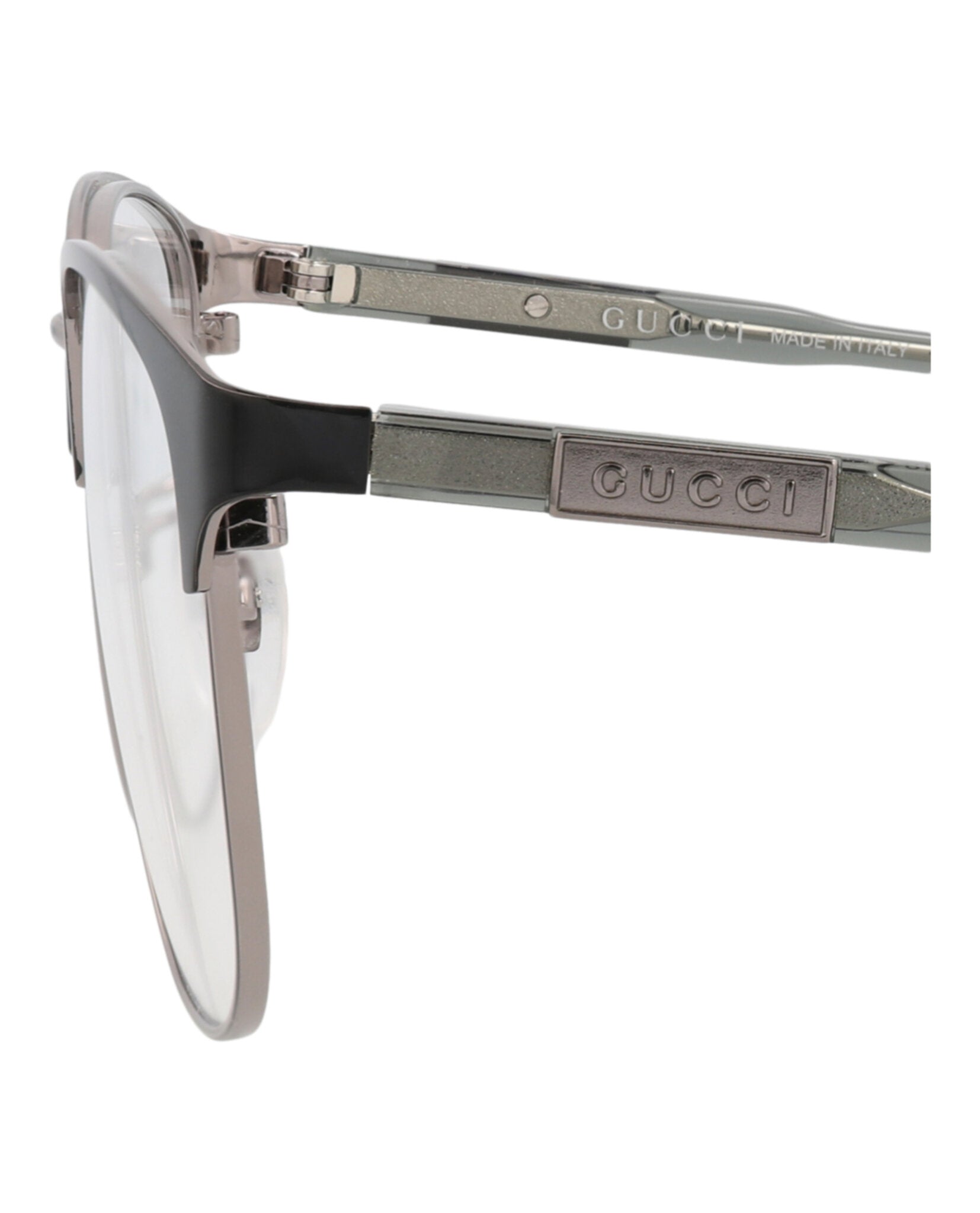 Gucci Gucci Mens Square/Rectangle Ruthenium Grey Transparent Fashion Designer Eyewear