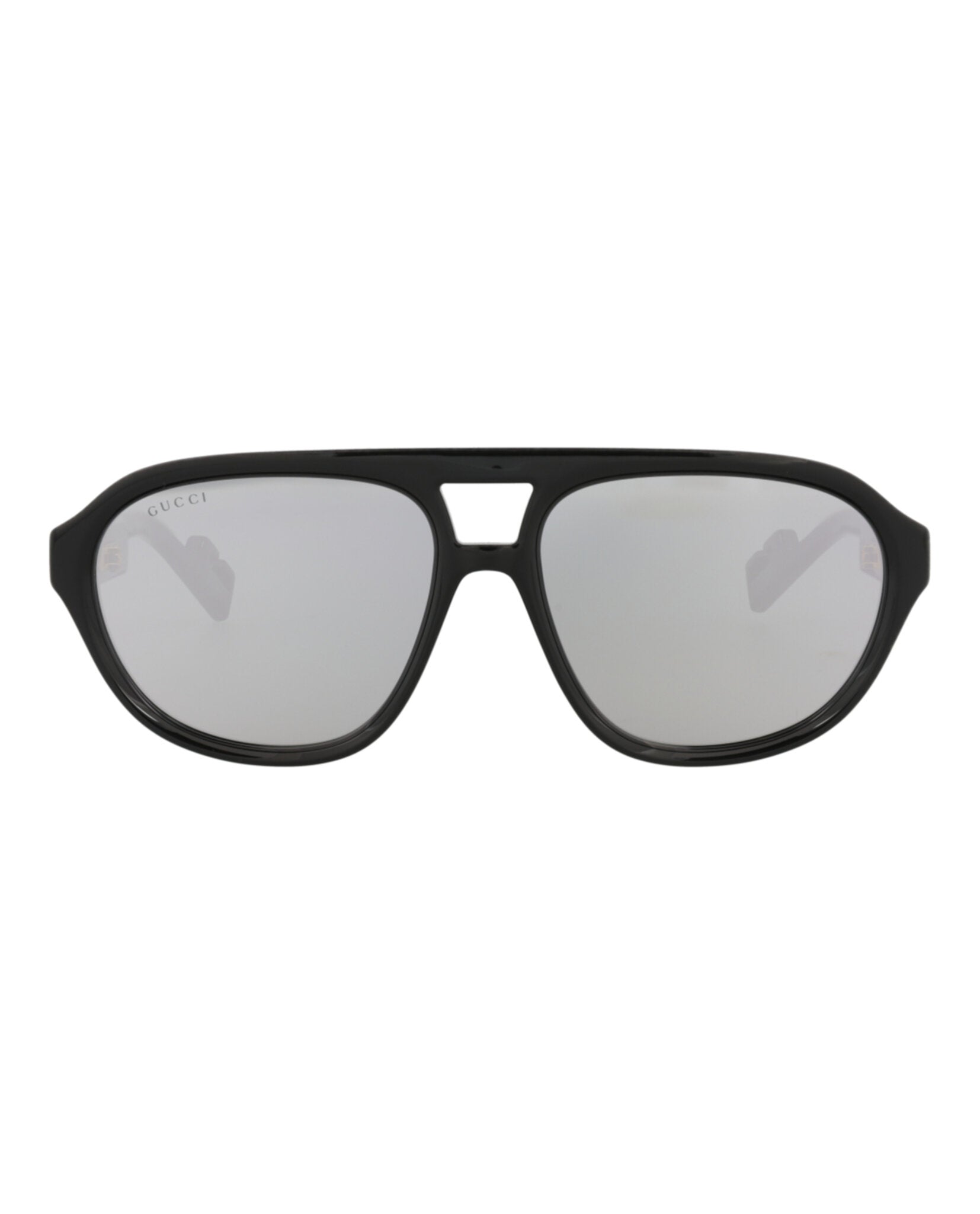 Gucci Mens Aviator Black Black Silver Fashion Designer Eyewear
