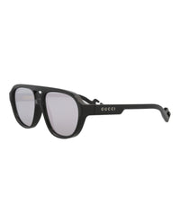 Gucci Mens Aviator Black Black Silver Fashion Designer Eyewear