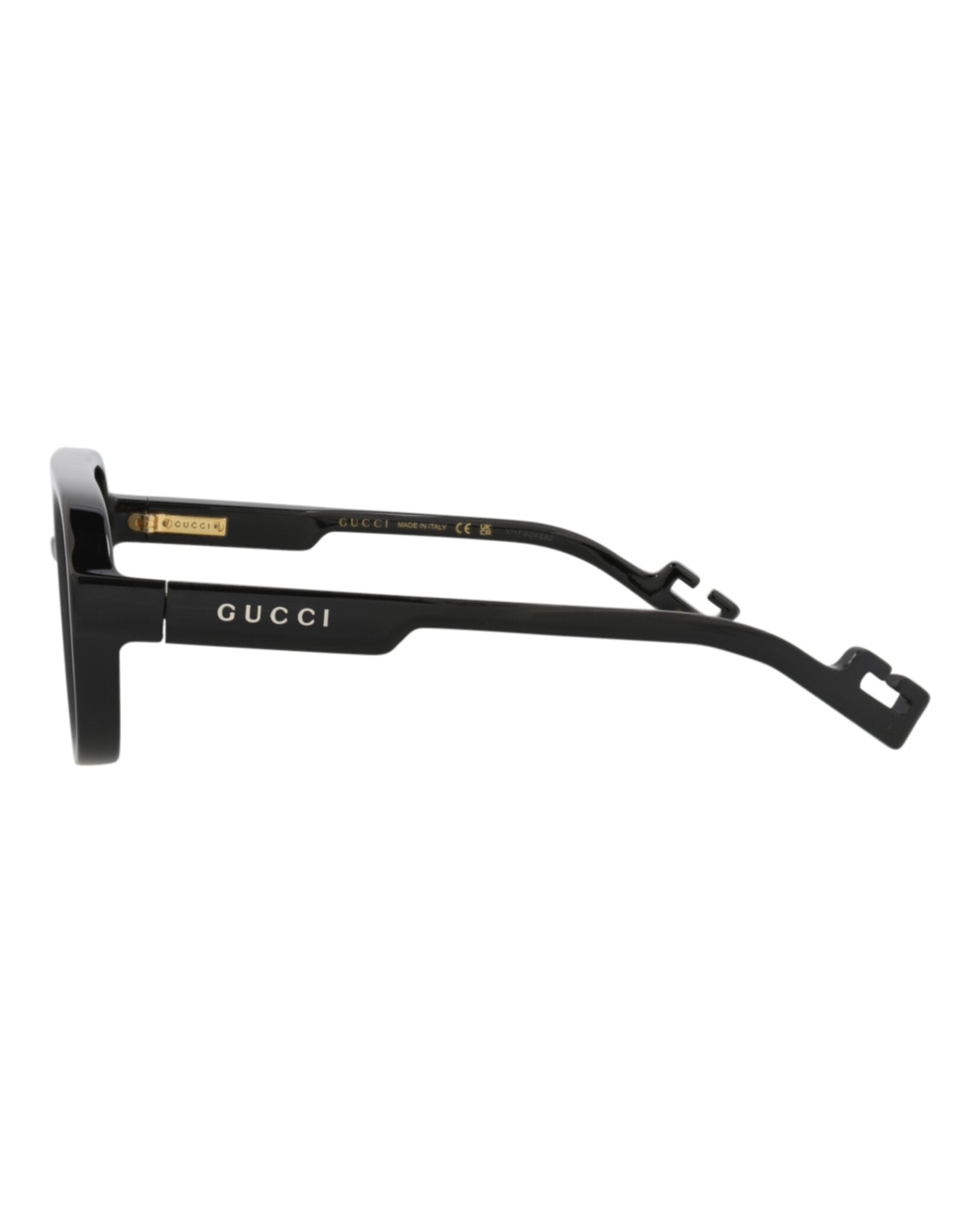 Gucci Mens Aviator Black Black Silver Fashion Designer Eyewear