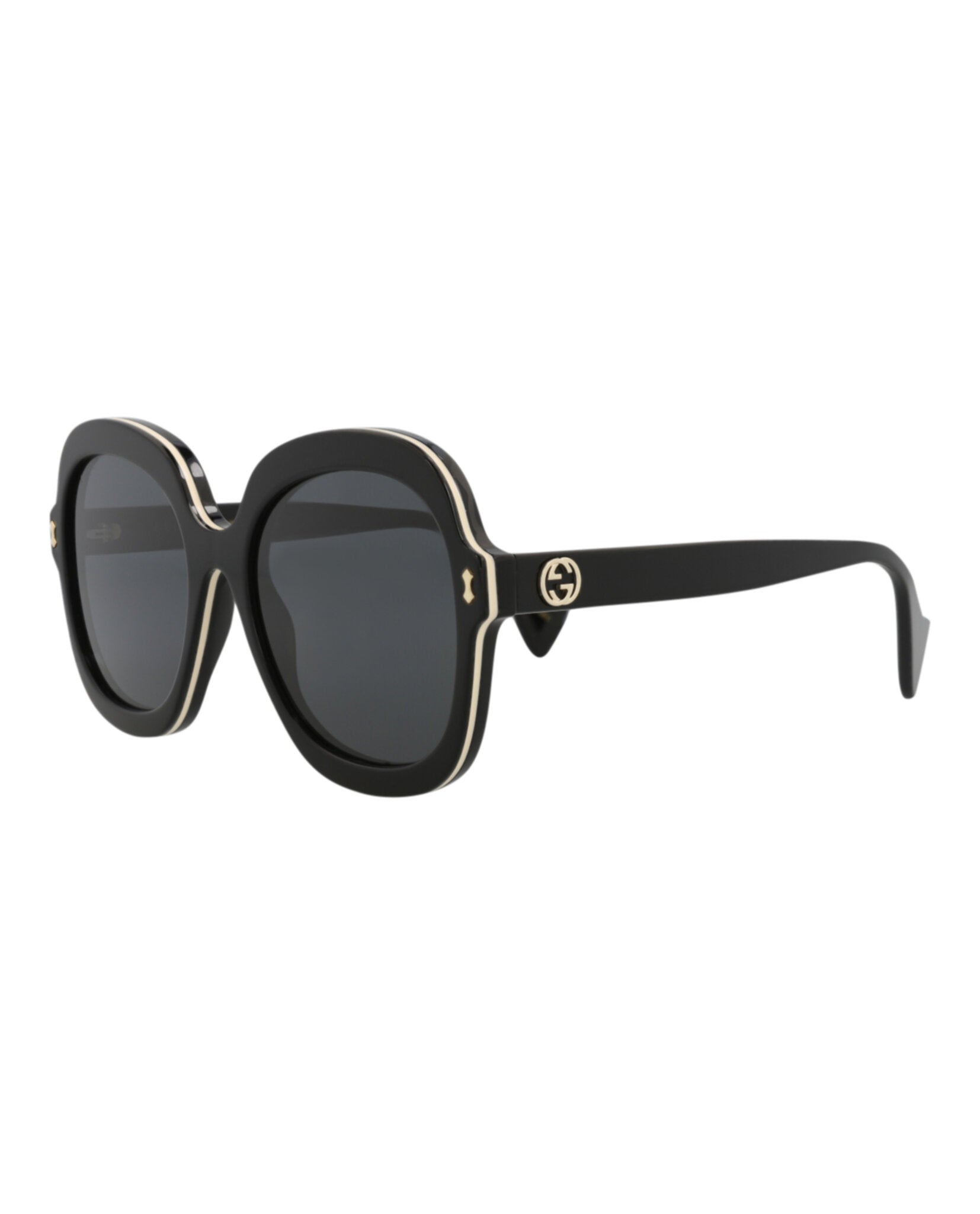 Gucci Womens Round/Oval Black Black Grey Fashion Designer Eyewear