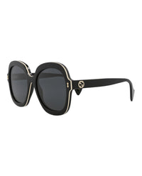 Gucci Womens Round/Oval Black Black Grey Fashion Designer Eyewear