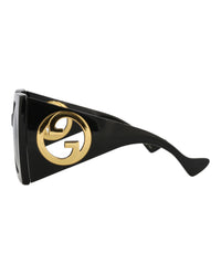 Gucci Womens Square/Rectangle Black Black Grey Fashion Designer Eyewear