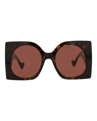 Gucci Womens Square/Rectangle Havana Havana Brown Fashion Designer Eyewear