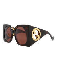 Gucci Womens Square/Rectangle Havana Havana Brown Fashion Designer Eyewear