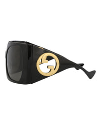 Gucci Womens Shield/Wrap Black Black Grey Fashion Designer Eyewear