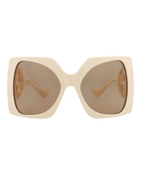 Gucci Womens Shield/Wrap Ivory White Brown Fashion Designer Eyewear
