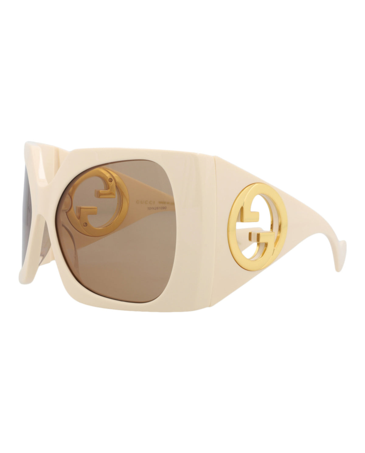 Gucci Womens Shield/Wrap Ivory White Brown Fashion Designer Eyewear