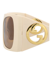 Gucci Womens Shield/Wrap Ivory White Brown Fashion Designer Eyewear