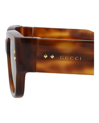 Gucci Mens Square/Rectangle Havana Havana Brown Fashion Designer Eyewear