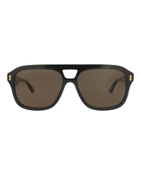Gucci Gucci Mens Aviator Black Black Brown Fashion Designer Eyewear