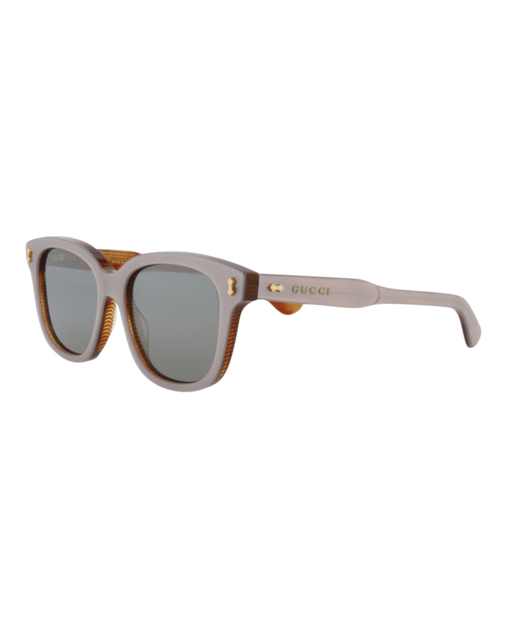 Gucci Mens Square/Rectangle Silver Silver Brown Fashion Designer Eyewear