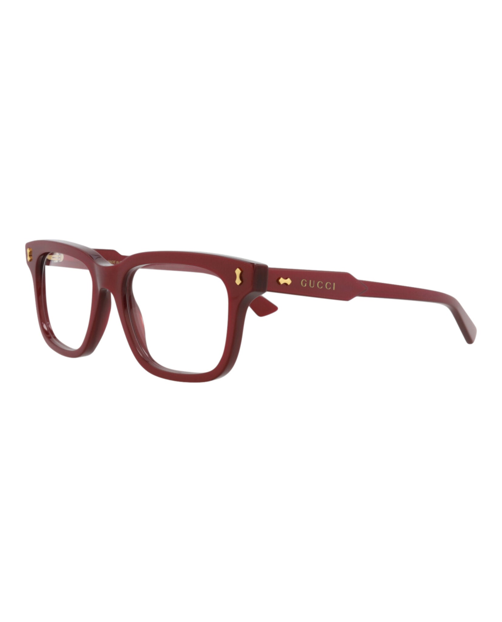 Gucci Mens Square/Rectangle Burgundy Burgundy Transparent Fashion Designer Eyewear