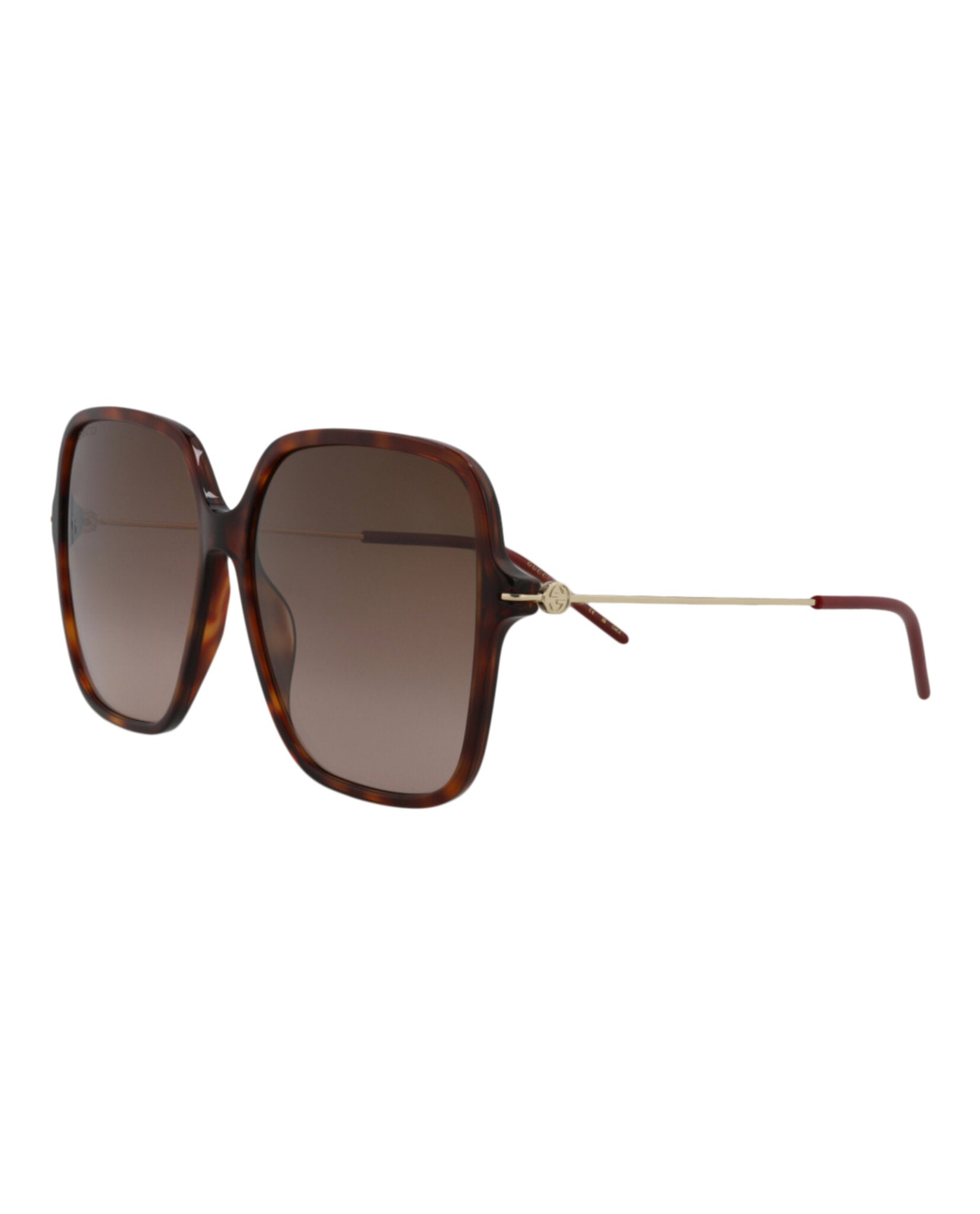 Gucci Womens Square/Rectangle Havana Gold Brown Fashion Designer Eyewear