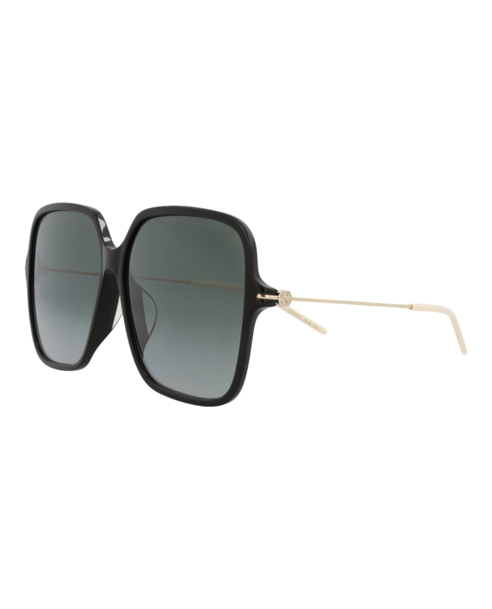 Gucci Womens Square/Rectangle Black Gold Grey Fashion Designer Eyewear
