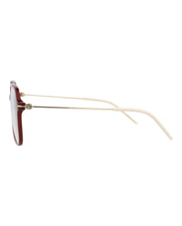Gucci Gucci Womens Square/Rectangle Burgundy Gold Transparent Fashion Designer Eyewear
