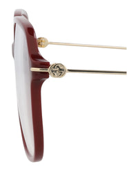 Gucci Gucci Womens Square/Rectangle Burgundy Gold Transparent Fashion Designer Eyewear