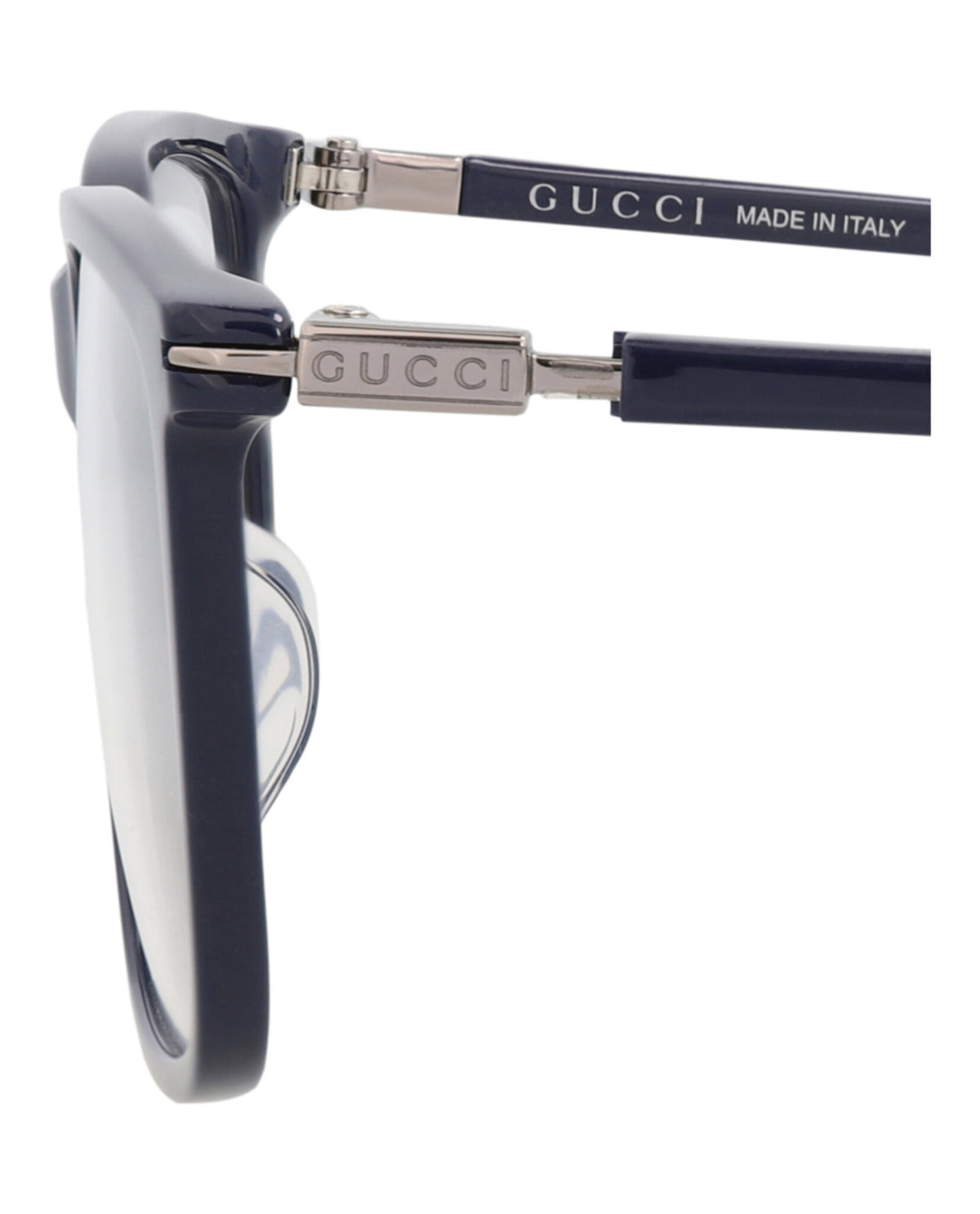 Gucci Mens Square/Rectangle Blue Ruthenium Transparent Fashion Designer Eyewear