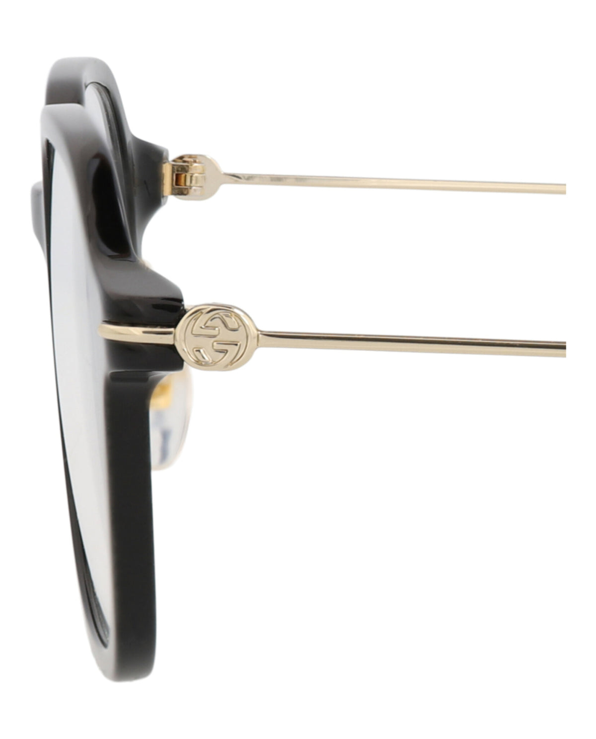 Gucci Womens Square/Rectangle Black Gold Transparent Fashion Designer Eyewear