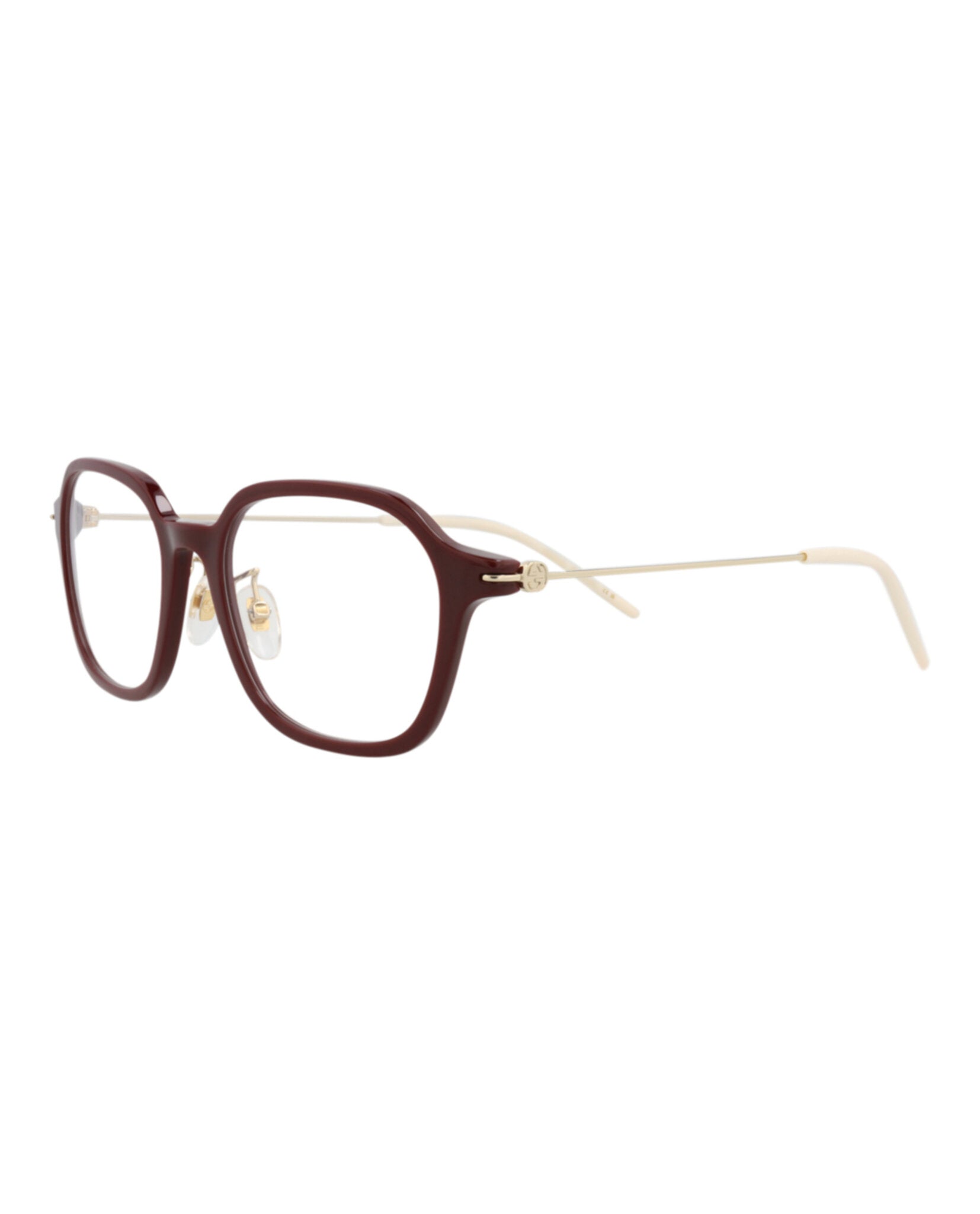 Gucci Womens Square/Rectangle Burgundy Gold Transparent Fashion Designer Eyewear
