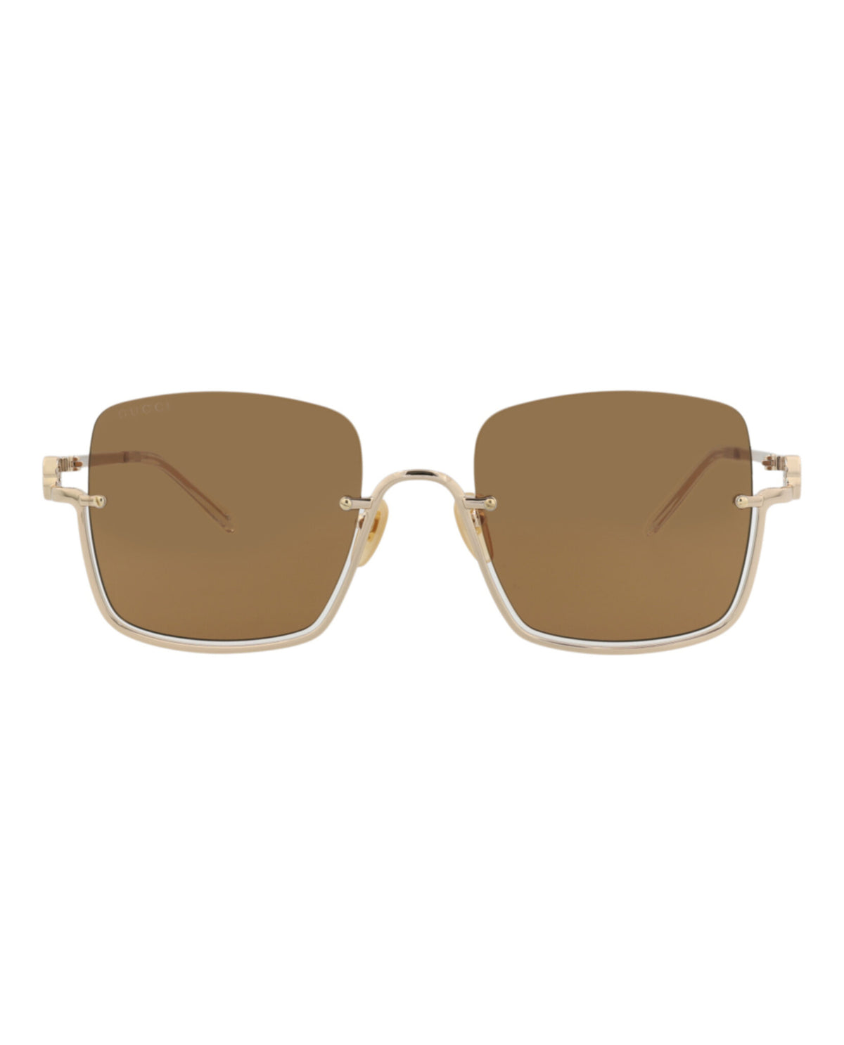 Gucci Womens Square/Rectangle Gold Gold Brown Fashion Designer Eyewear