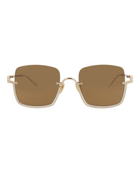 Gucci Womens Square/Rectangle Gold Gold Brown Fashion Designer Eyewear