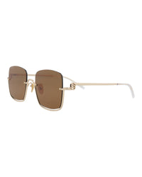 Gucci Womens Square/Rectangle Gold Gold Brown Fashion Designer Eyewear