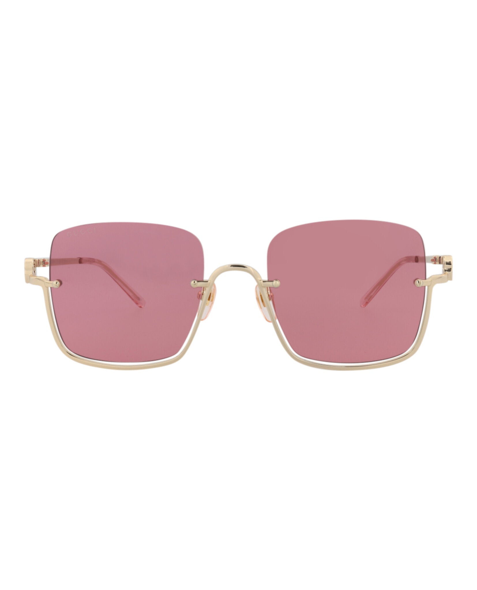 Gucci Gucci Womens Square/Rectangle Gold Gold Red Fashion Designer Eyewear